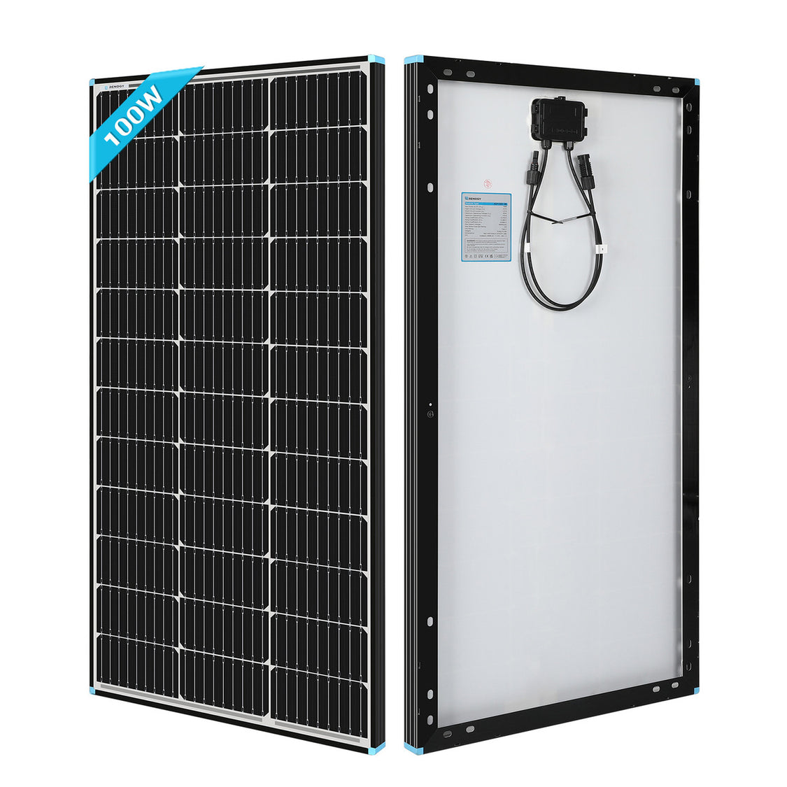 پنل خورشیدی مونوکریستالین 100 وات 12 ولت Renogy مدل RSP100D-BK (Black Frame)