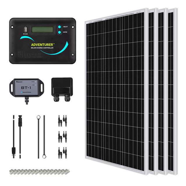 کیت خورشیدی 400W Renogy با کنترلر شارژ و تجهیزات نصب (Renogy 400W 12V Solar RV Kit)