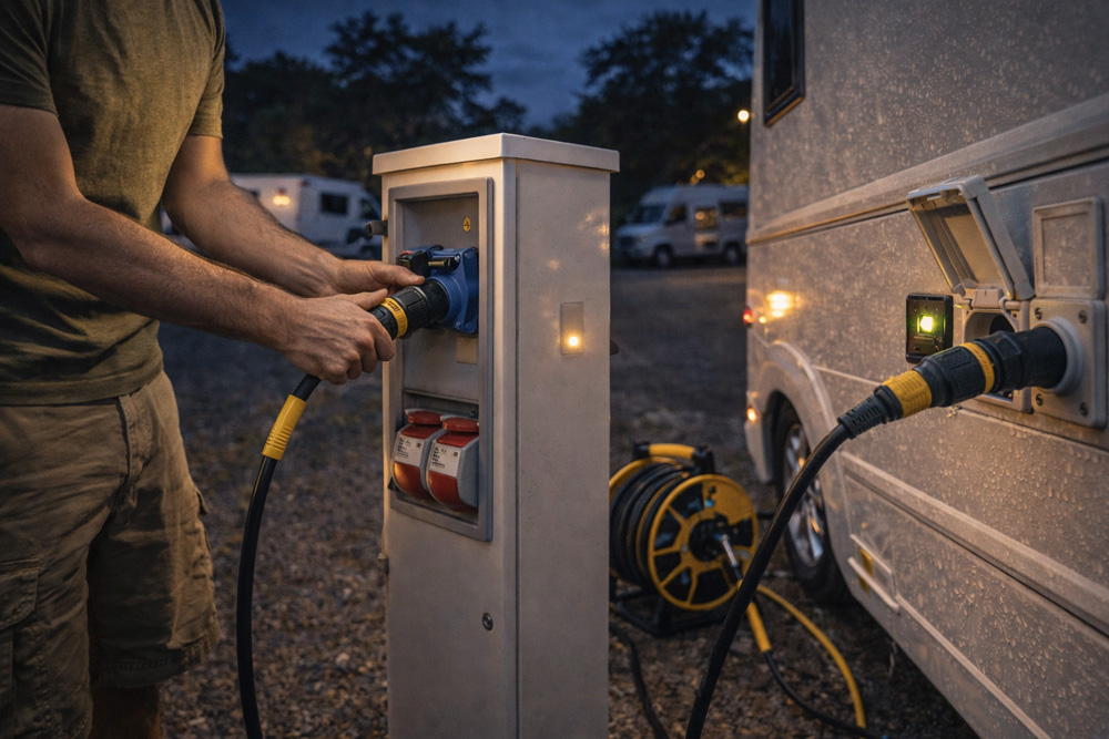 چگونه برق را به داخل کاروان و کمپر بیاوریم؟ | راه‌حل استاندارد و ایمن